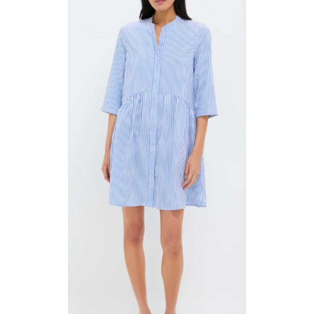 Tuckernuck Blue Stripe Royal Shirt Mini Dress XS Oversized - Picture 2 of 12